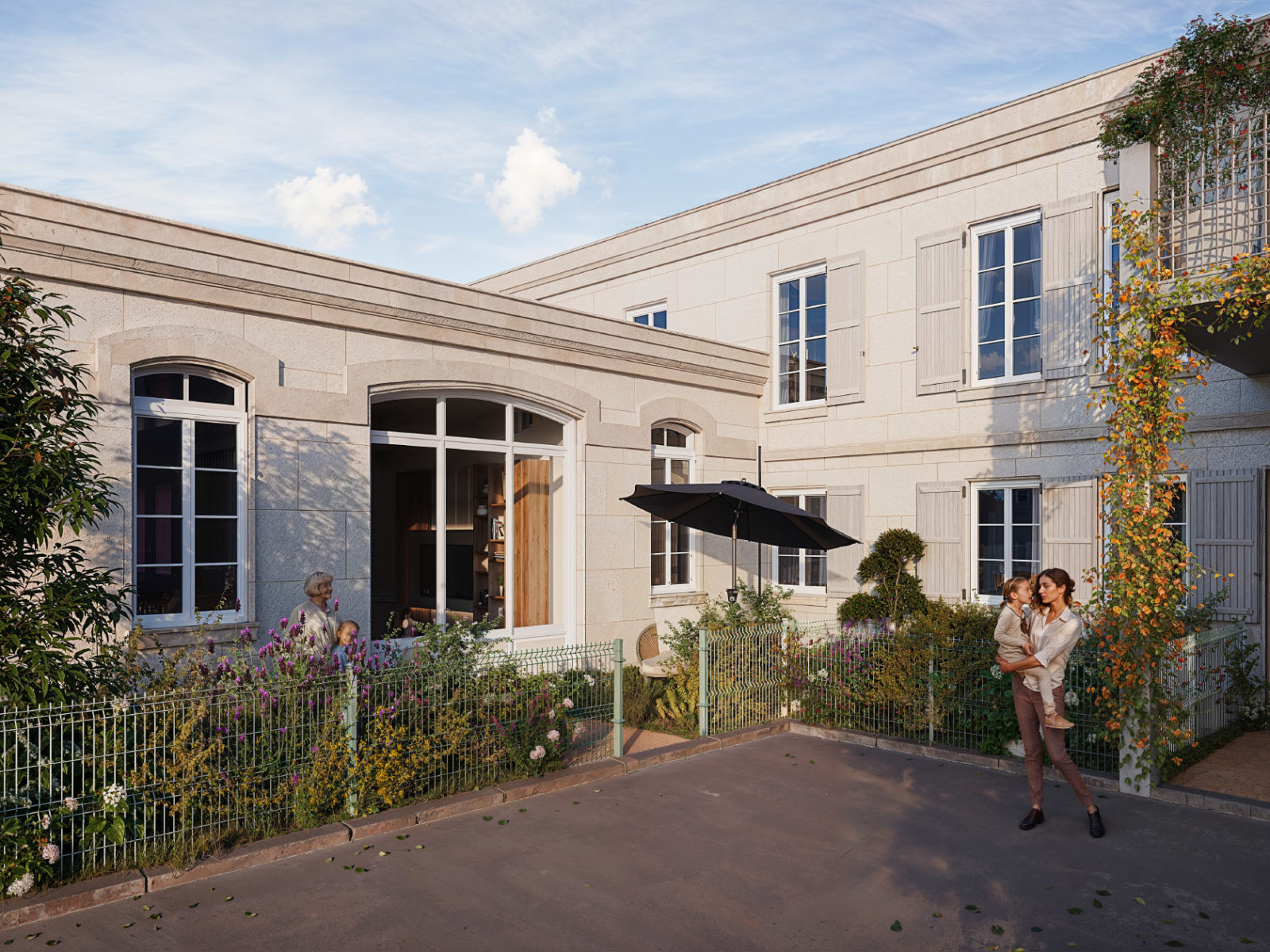 Vue de la cours de la résidence Alba